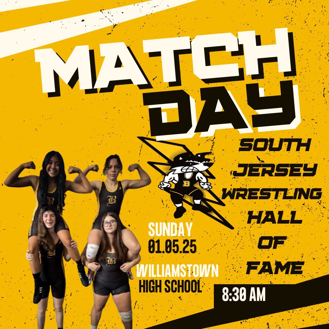 🚨MATCH DAY🚨

🤼 South Jersey Wrestling Hall of Fame
📍 Williamstown High School
⏰ 8:30 AM

#GetBetterEveryday!⚡️🐾