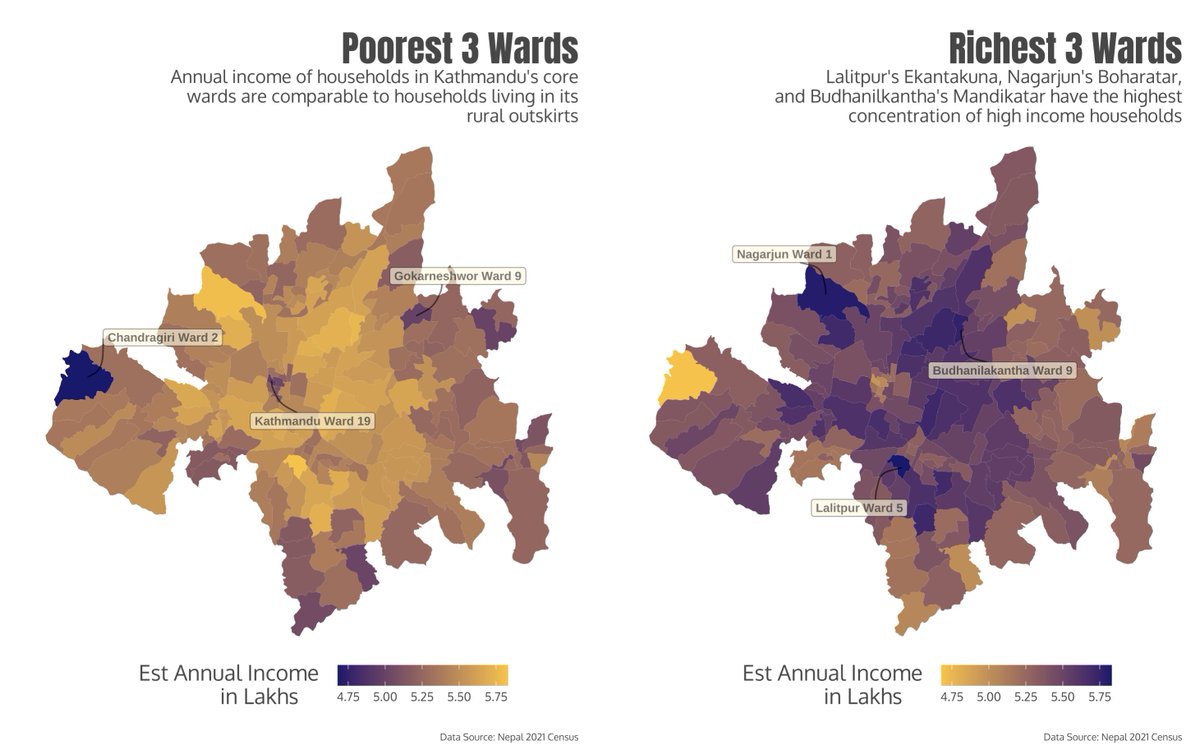 #2: The poorest wards in the capital are in these urban core and its periphery, while the richest wards are found in the capital's choiciest areas—except, Bohoratar, which I had not heard of before today