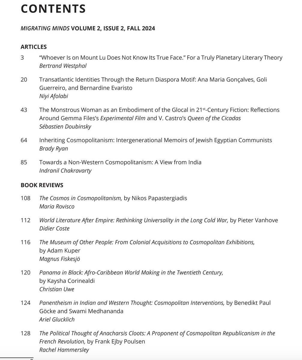 Vol.2, Issue 2 (Fall 2024) is available online:
migratingminds.georgetown.edu/issues/2024-fa…
You can download the entire issue or individual articles and reviews. Please help yourself! Here is the menu: