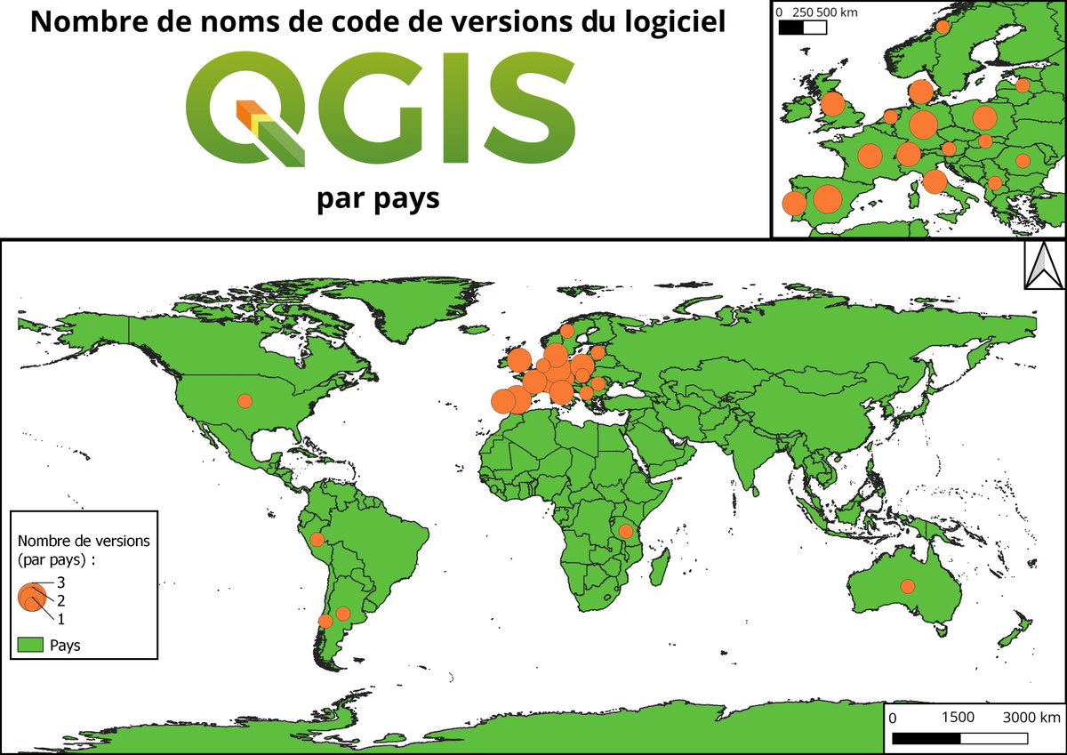 FerusdeGeo's tweet photo. Carte inutile donc indispensable, épisode 8 :        

Nombre de noms de code de versions du logiciel Qgis par pays

PS : Liste des noms de versions en commentaire https://t.co/RHLyPgeora
