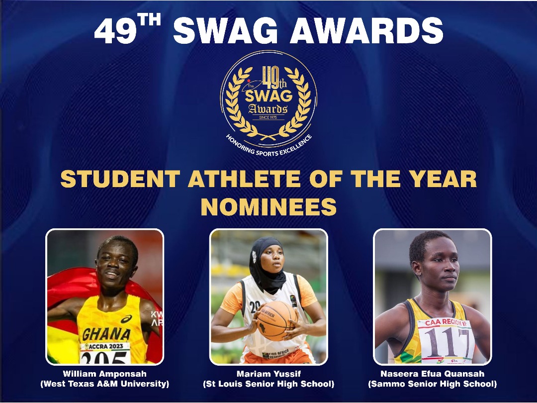 19 Days to #SWAGAwards

Meet our Champions for the 49TH SWAG AWARDS IN ACCRA.

Student Athlete of the Year, 2024!