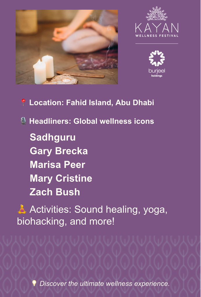 chateaclub's tweet photo. Join us at the Kayan wellness festival in Abu Dhabi! #kayan #festival https://t.co/53tqQsWziK