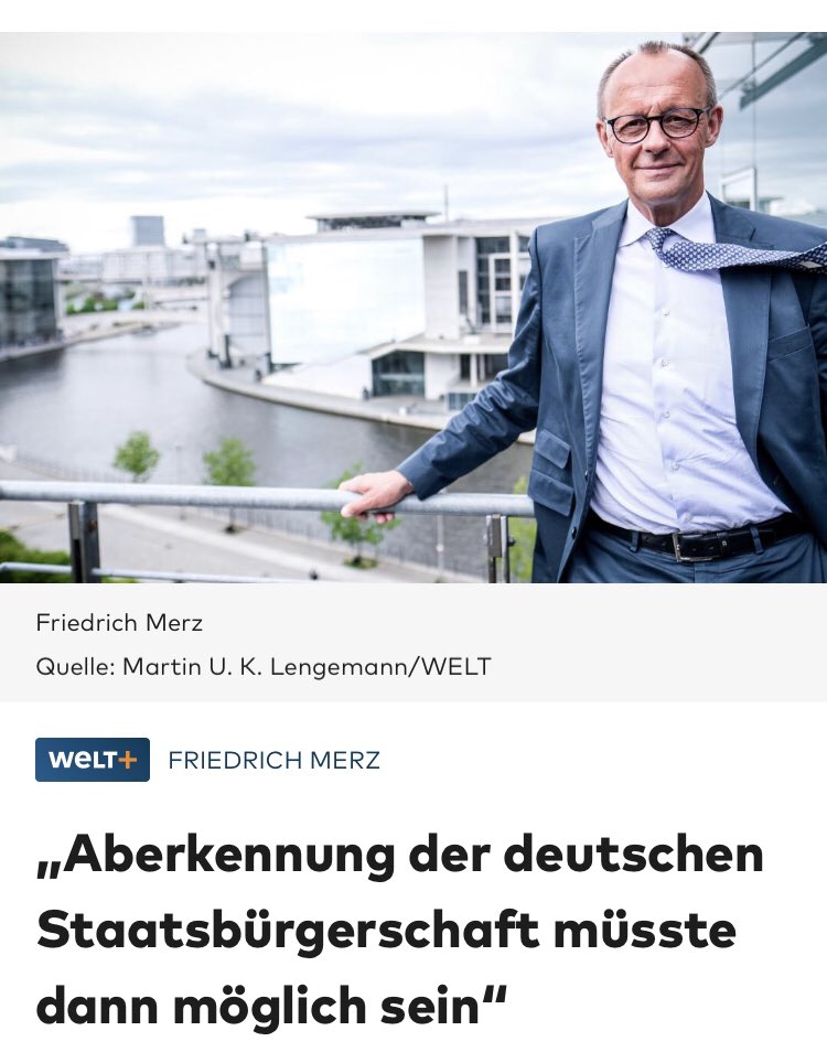 Friedrich Merz will migrantischen Mitbürgern die Staatsbürgerschaft entziehen können. Für ihn sind wir lebenslang Deutsche auf Bewährung. Und dieser Mann will Bundeskanzler werden. Unsere Gesellschaft wird Jahrzehnte brauchen, die Gräben, die Herr Merz gräbt, wieder zuzuschütten.