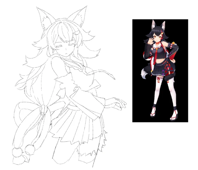 去年の描きかけのみおしゃ