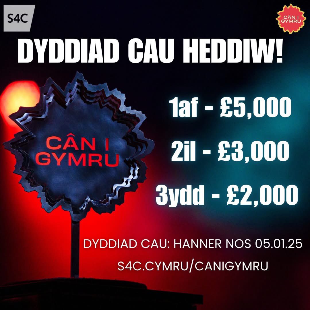 🚨 DYDDIAD CAU HEDDIW 🚨

🎼 Anfonwch eich ceisiadau erbyn hanner nos heno!

📲 s4c.cymru/canigymru

<a href="/S4C/">S4C 🏴󠁧󠁢󠁷󠁬󠁳󠁿</a> #CiG2025