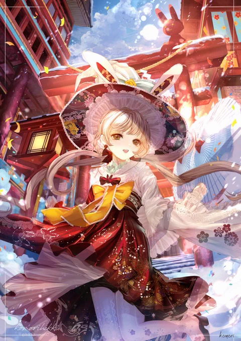 お正月×初詣の魔女 初もうでに行く魔女のお正月イラストです 
