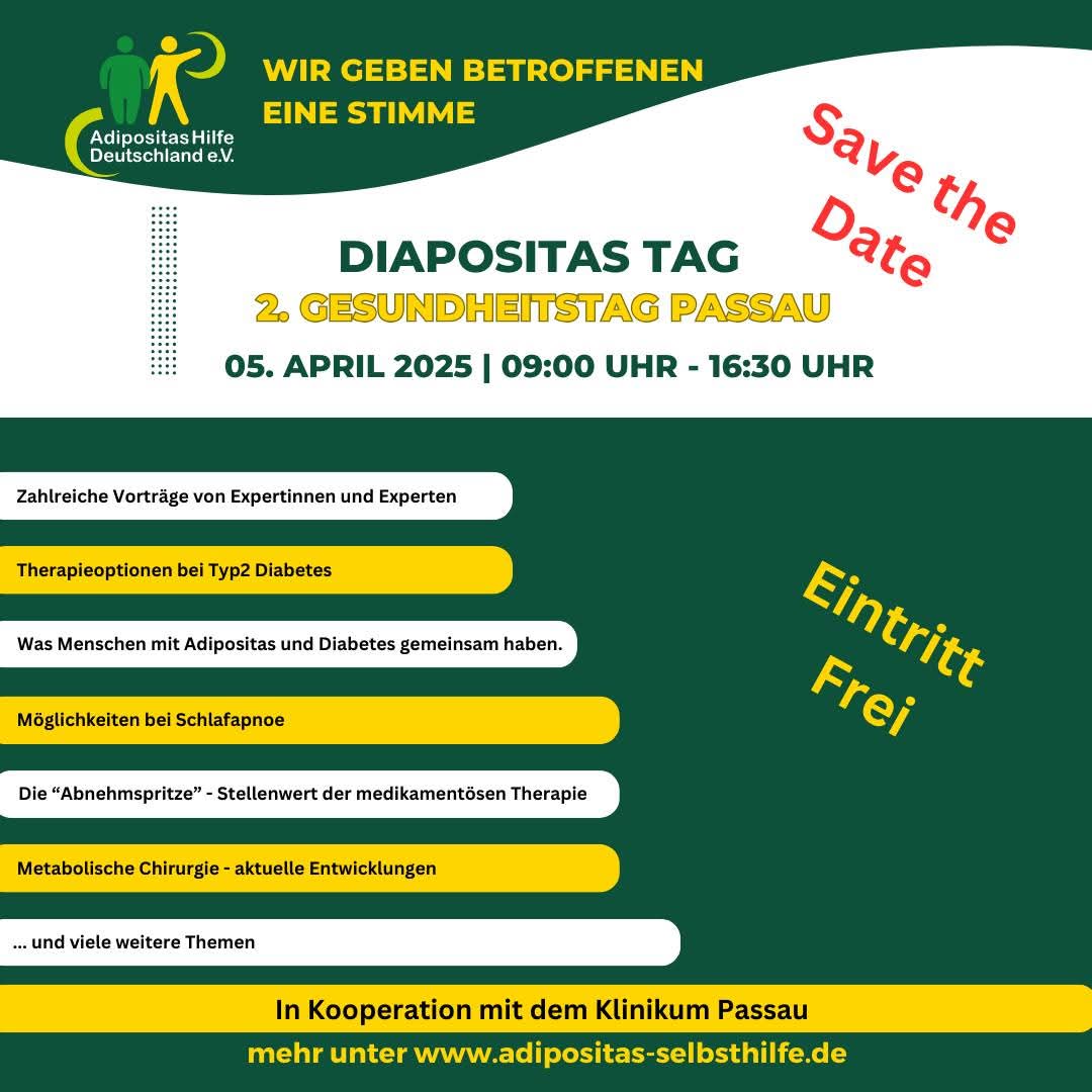 Seid dabei in #Passau
#Adipositas #Selbsthilfe #Diabetes #DiaPositas