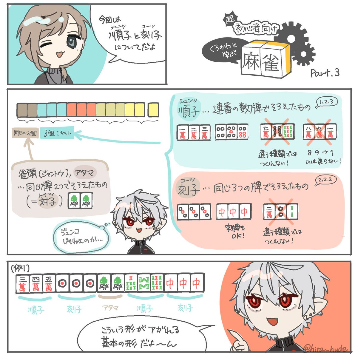 【初心者向け麻雀解説漫画 2/2】
続きです!
描き途中ですが、何となく分かると…思います…!🀄
#にじさんじ麻雀杯2025 #くろのあとりえ 