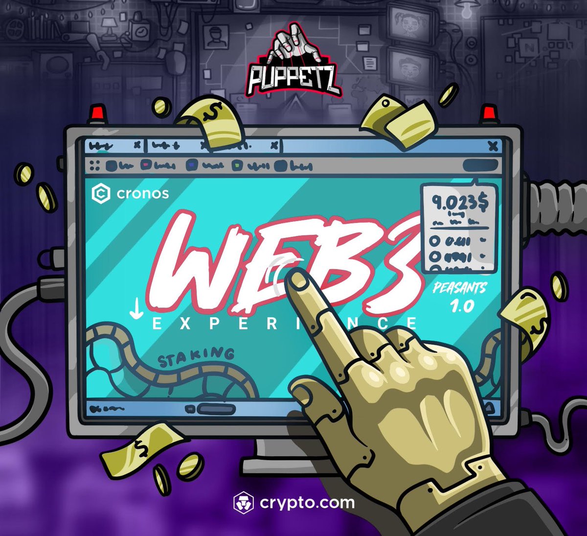 🚨 WEB3 Experience &amp; Utility

Peasants Puppetz are the first collections on <a href="/cronosapp/"></a> designed for WEB3 dApps and staking🌐

A large prize pool is reserved from the drop funds, divided into two staking pools:

• Genesis Peasants 👑
• Peasants 1.0 (and later this year,