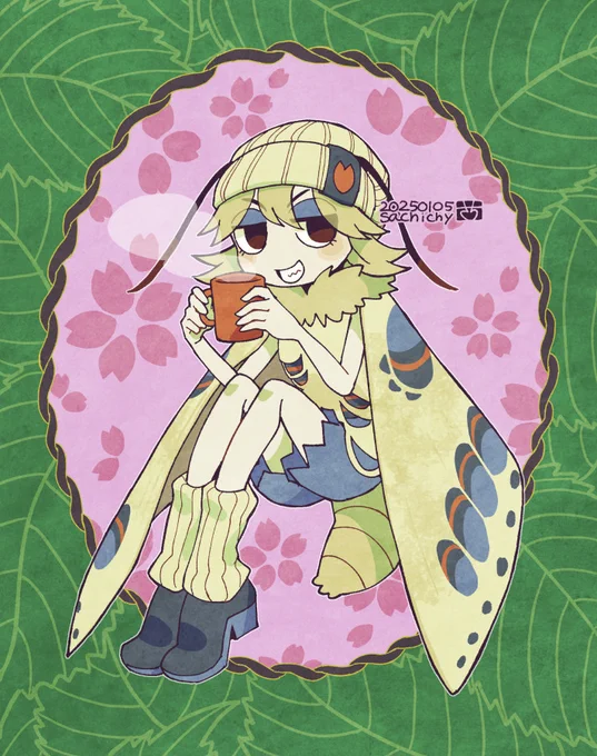 桜味のお茶はいかが?(モンクロシャチホコ)#ごぶたま図録 