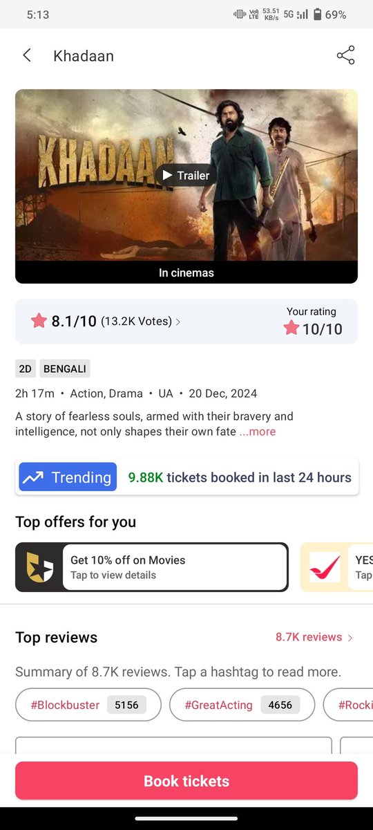 SarbarthS's tweet photo. #Khadaan has sold 9.88k tickets in the last 24 hours, showing a great hold in its third week 👍
@idevadhikari @SurinderFilms @devpl_official https://t.co/avlO7FsQBc