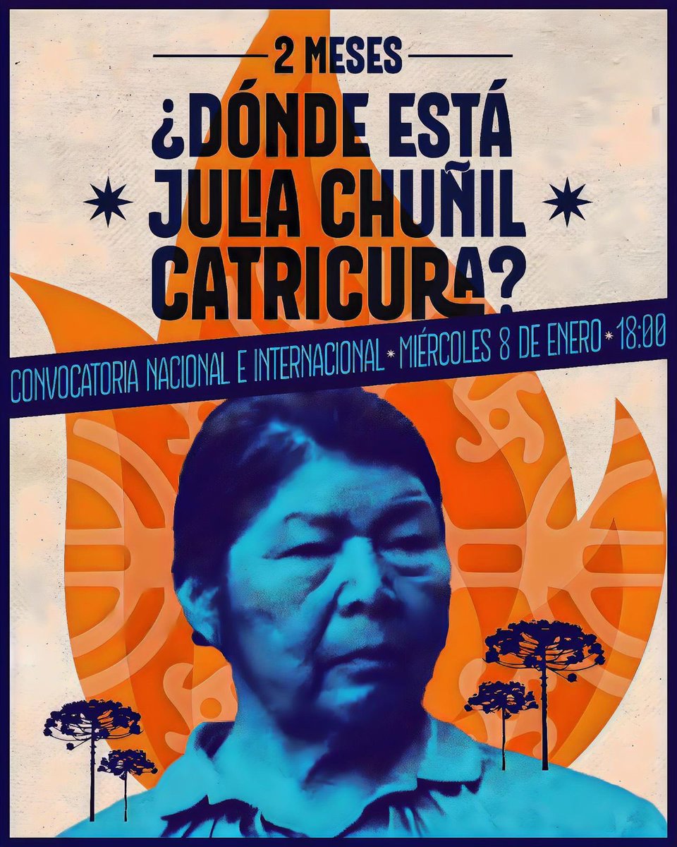 codepuchile's tweet photo. Instamos a todas las personas y organizaciones a sumarse a esta movilización para exigir al Estado que cumpla con su deber de garantizar la aparición de Julia, castigar a los responsables y proteger a quienes dedican su vida a la defensa de la tierra.

#dondeestajuliachuñil https://t.co/WiCNyWHm1o
