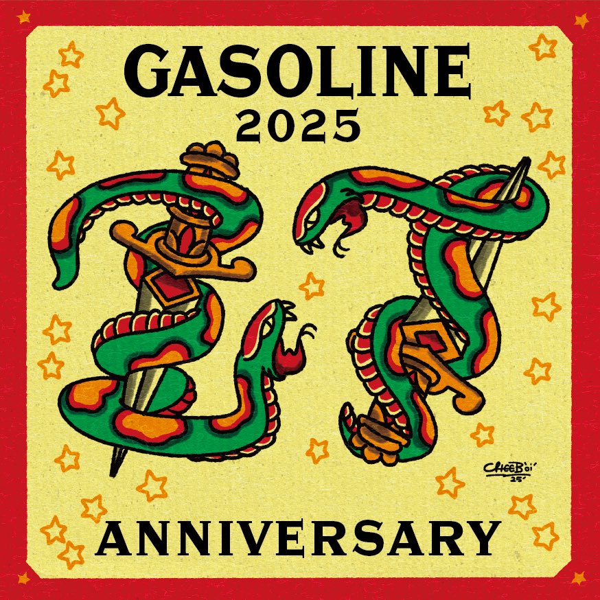 MASHIKAthe2nd's tweet photo. 本年も高円寺GASOLINEのニューイヤーカードを描かせていただきました♪
27周年!すごいなー!
もう干支を一周した以上のお付き合いです
ありがとうございます!
#gasoline #illustration #cheeboi #nogreasenolife #vintageclothing #vintagestuff https://t.co/qbAd7Q0m6L