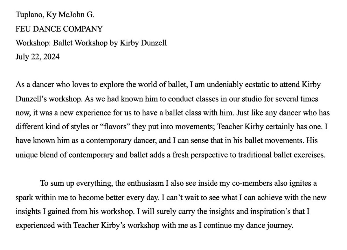 KyKaiiii's tweet photo. Tuplano, Ky McJohn G.
FEU DANCE COMPANY
Workshop: Ballet Workshop by Kirby Dunzell
July 22, 2024

@FEUCenterArts https://t.co/CpeRcYRmMs