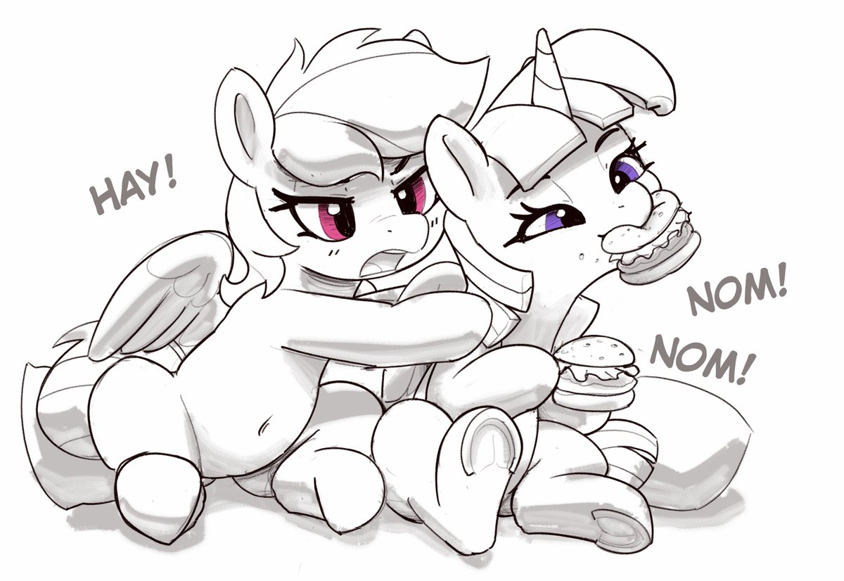 Twily refuses to share burger with Dashie.