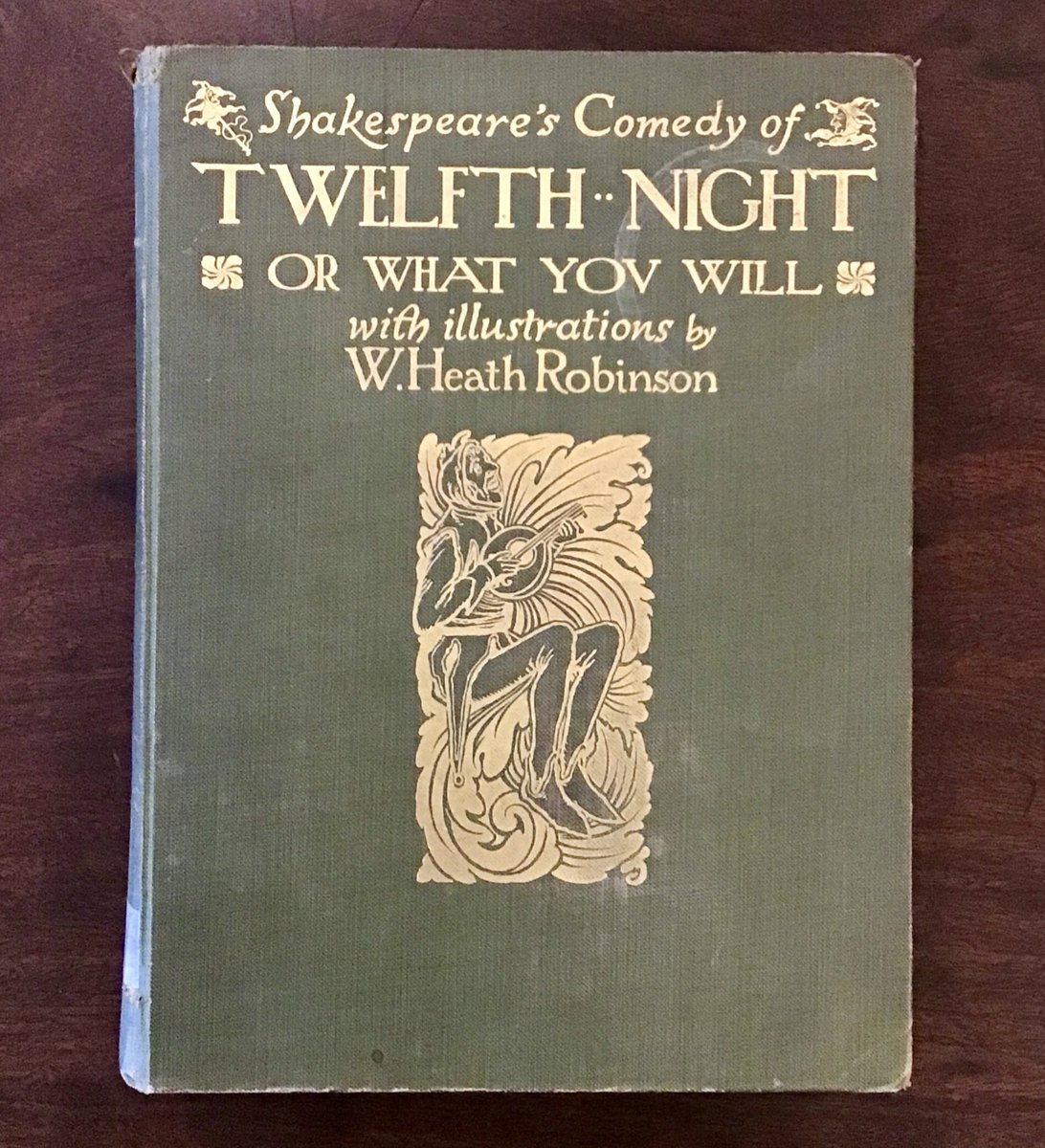 morrablibrary's tweet photo. The final treasure in our 12 days of Morrab Library collections. #Shakespeare’s ‘Twelfth Night’ is set on the eve of #Epiphany. Our library holds many versions of this play,but few as beautiful as this edition illustrated by English cartoonist W. Heath Robinson. #LibraryTreasures https://t.co/hnMVxiGguu