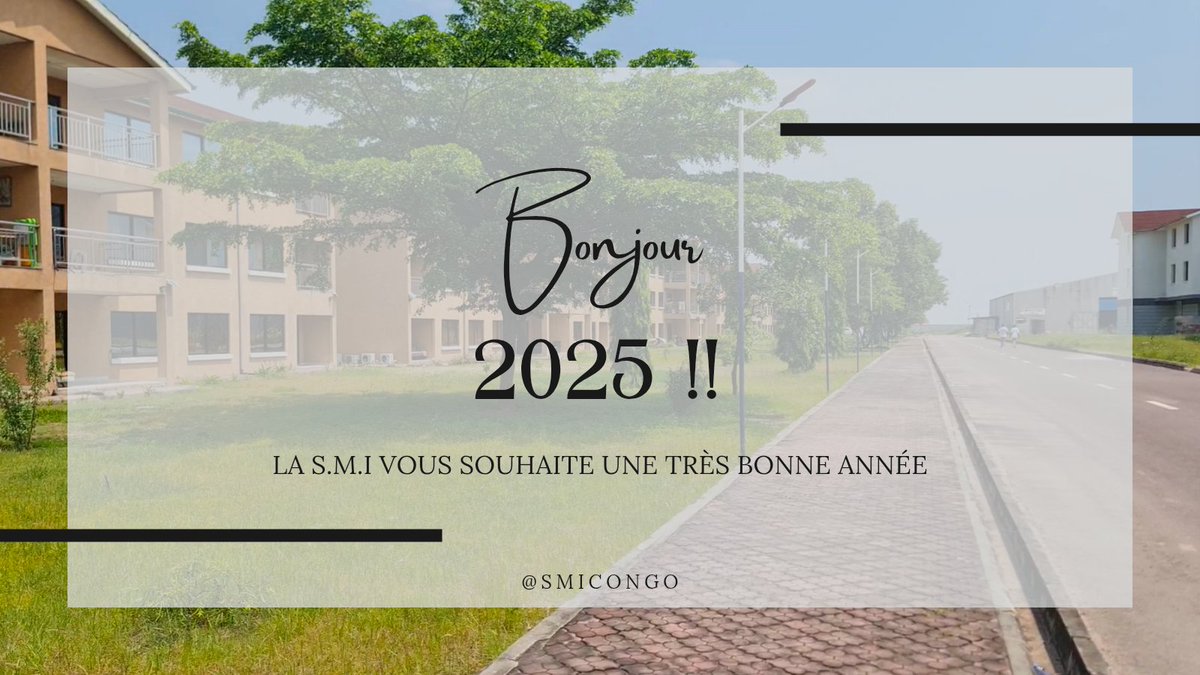 smi_congo's tweet photo. Depuis plus de 15 ans maintenant, la SMI vous accompagne dans tous vos projets immobiliers au Congo.

Bonne année 2025 !! https://t.co/or6wBTm2Yi
