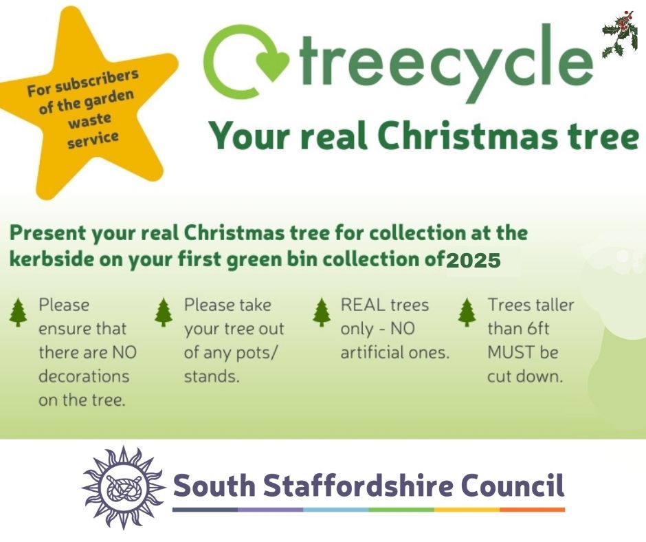 🎄 Wondering what to do with your real Christmas tree? 🎄

If you have a garden waste subscription, we’ve got you covered! 🌿
✅ Real Christmas trees will be collected alongside your garden waste starting Monday, January, 13th 2025.
🗑️