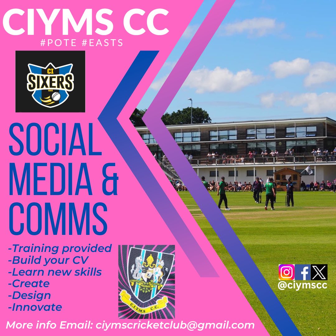cicricketclub's tweet photo. ‼️Volunteer Opportunities‼️

We are looking to expand our volunteer base across a number of areas, and we want you! 🫵
Bring your fresh ideas, enthusiasm and energy to help the club 💪🏻🫡
#POTE #EASTS https://t.co/awK9USaM6t