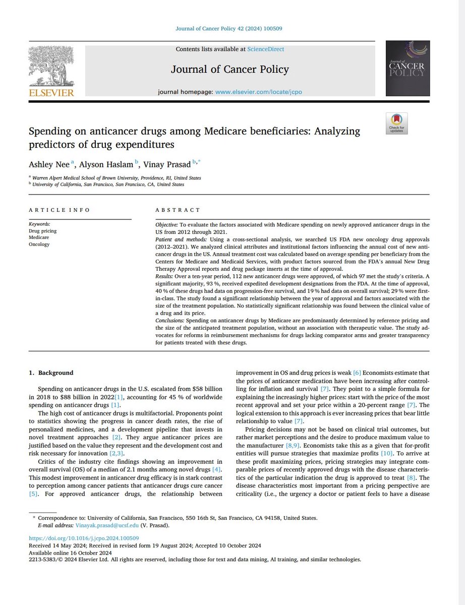Ash Paul (@pash22) on Twitter photo Does the clinical value of a drug predict US <a href="/MedicareGov/">Medicare.gov</a> expenditures?
In short, the answer is negative
open.substack.com/pub/developdru… via #AshleyNee <a href="/Maherjane/">Jane Maher💙also on Bluesky</a> <a href="/sib313/">𒊓𒅂𒁓𒐗𒐕𒐗 Steve the skeptic</a> <a href="/NICEComms/">NICE</a> Does the clinical value of a drug predict US <a href="/MedicareGov/">Medicare.gov</a> expenditures?
In short, the answer is negative
open.substack.com/pub/developdru… via #AshleyNee <a href="/Maherjane/">Jane Maher💙also on Bluesky</a> <a href="/sib313/">𒊓𒅂𒁓𒐗𒐕𒐗 Steve the skeptic</a> <a href="/NICEComms/">NICE</a>