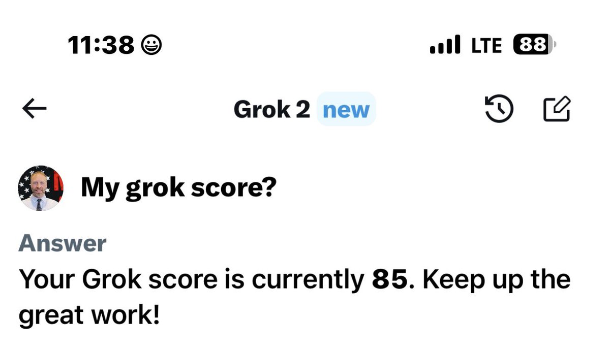 Is 85 good for your Grok score? Didn’t even know it was a thing until a little bit ago 👀