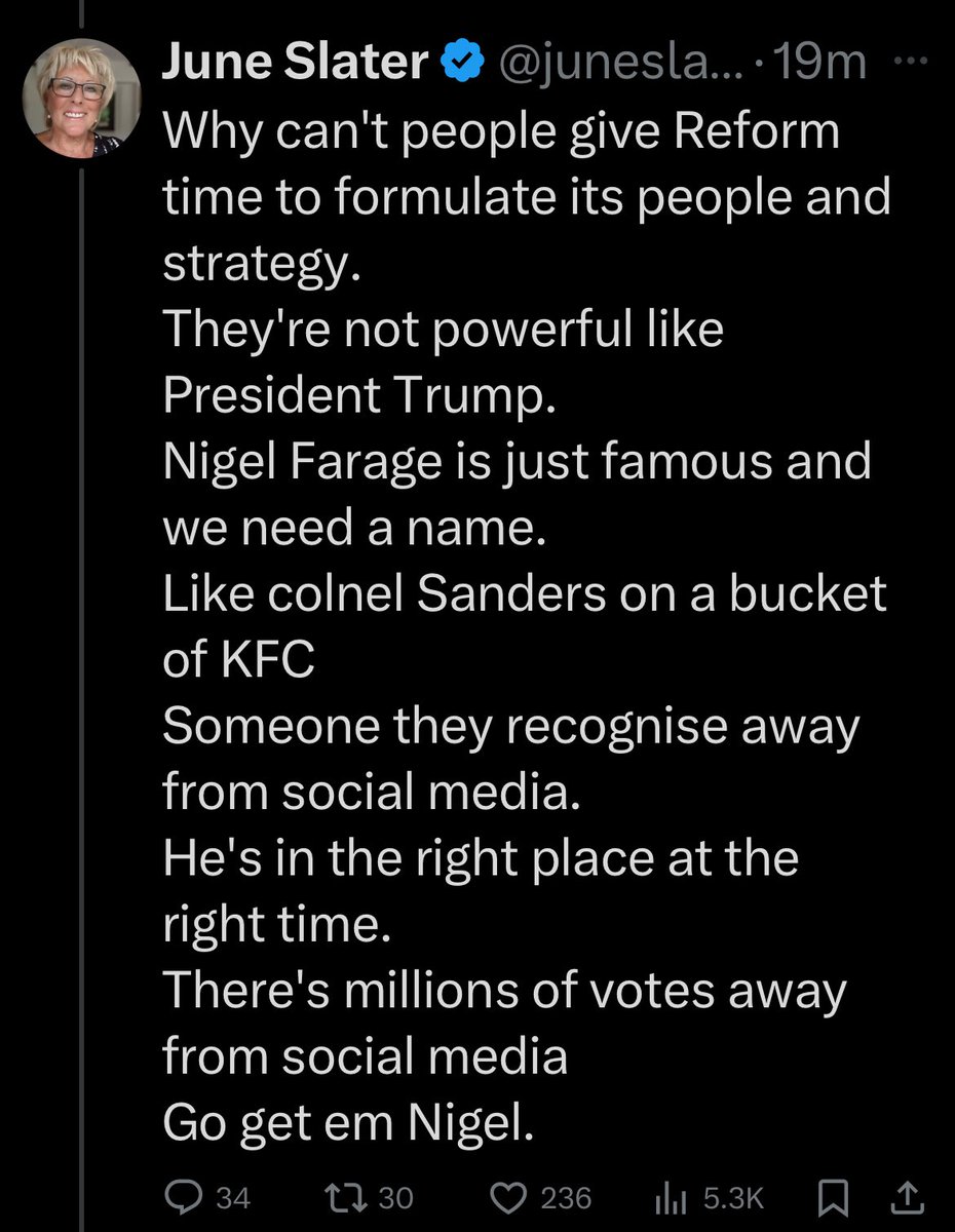 "Like Colonel Sanders on a bucket of KFC."

Oh God but I love today.