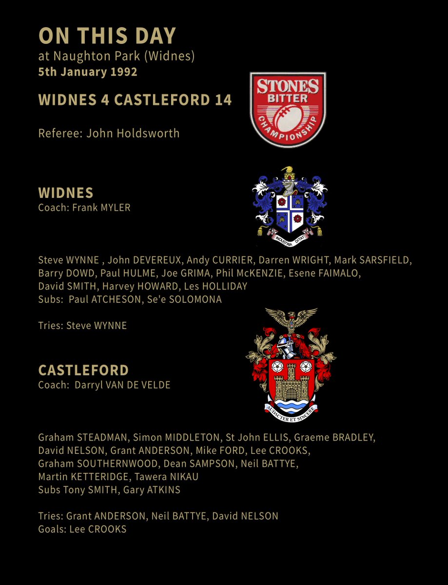 On this day in 1992, a great 4th placed <a href="/CTRLFC/">Castleford Tigers</a>  travelled to 5th placed Widnes, coming away with an excellent 14 - 4 victory #COYF