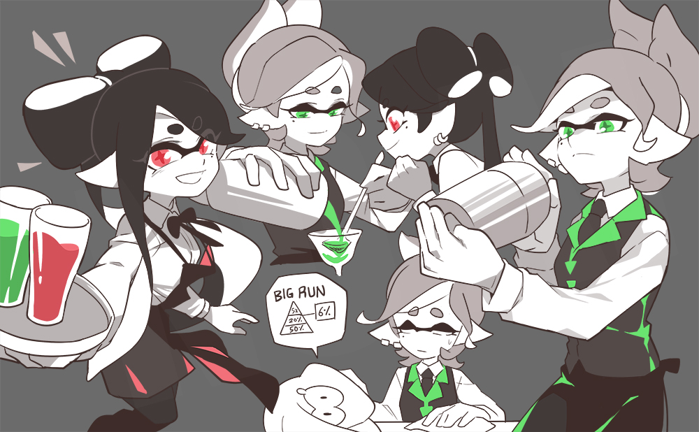 gomipomi's tweet photo. Squid Sisters bartending AU https://t.co/j6Ofs5VoDH