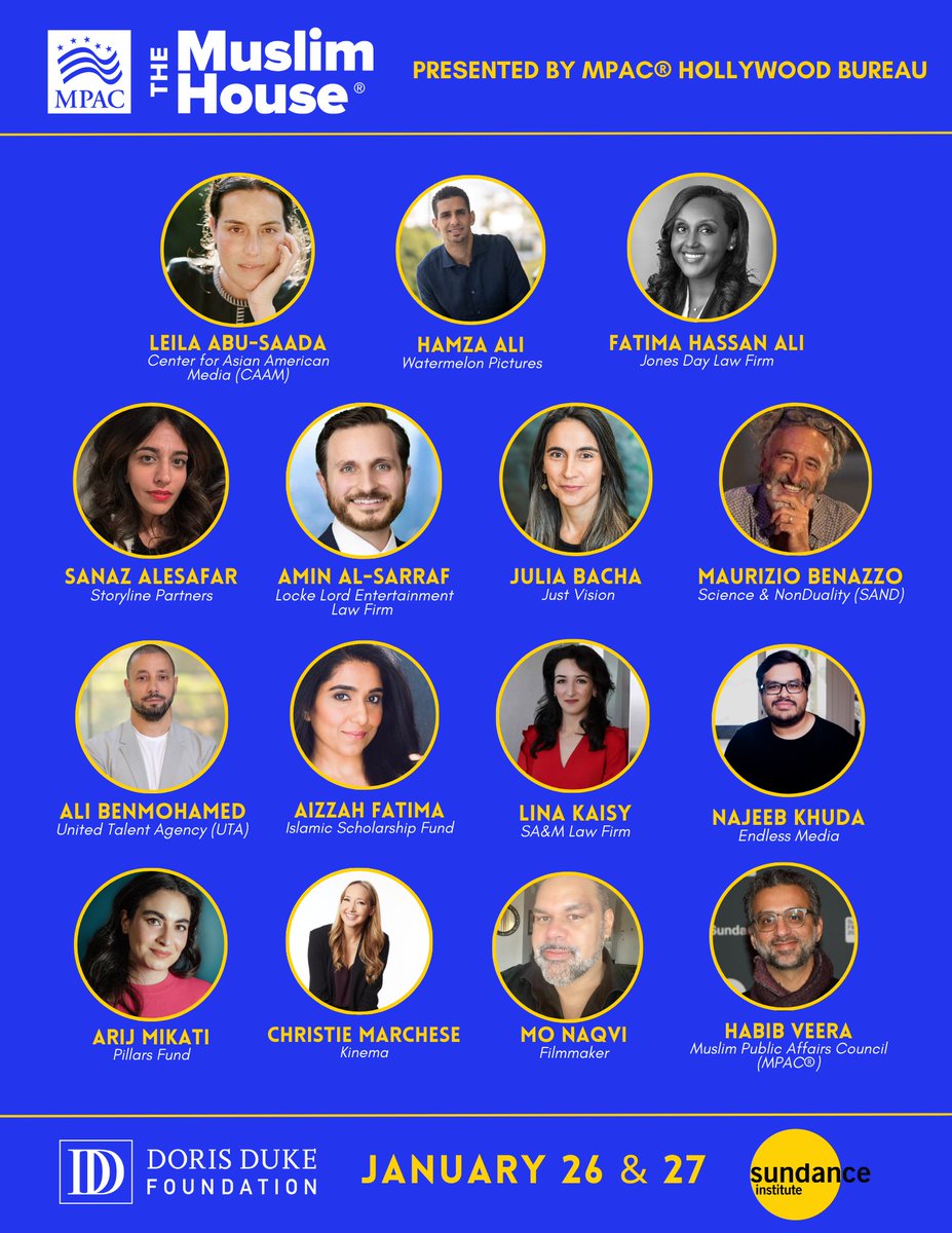 The Muslim House® presented by the MPAC Hollywood Bureau® is back at <a href="/sundancefest/">Sundance Film Festival</a> on January 26 &amp; 27 in Park City, Utah! 
#MPACHollywoodBureau #TheMuslimHouse #Sundance2025 #DorisDukeFoundation <a href="/NondualScience/">Science & Nonduality</a> <a href="/manaqvi/">Mohammed Ali Naqvi</a> <a href="/ChristieM/">Christie Marchese</a> <a href="/CAAM/">CAAM</a> <a href="/ISFScholarships/">Islamic Scholarship Fund</a> <a href="/AizzahFatima/">Aizzah Fatima</a>