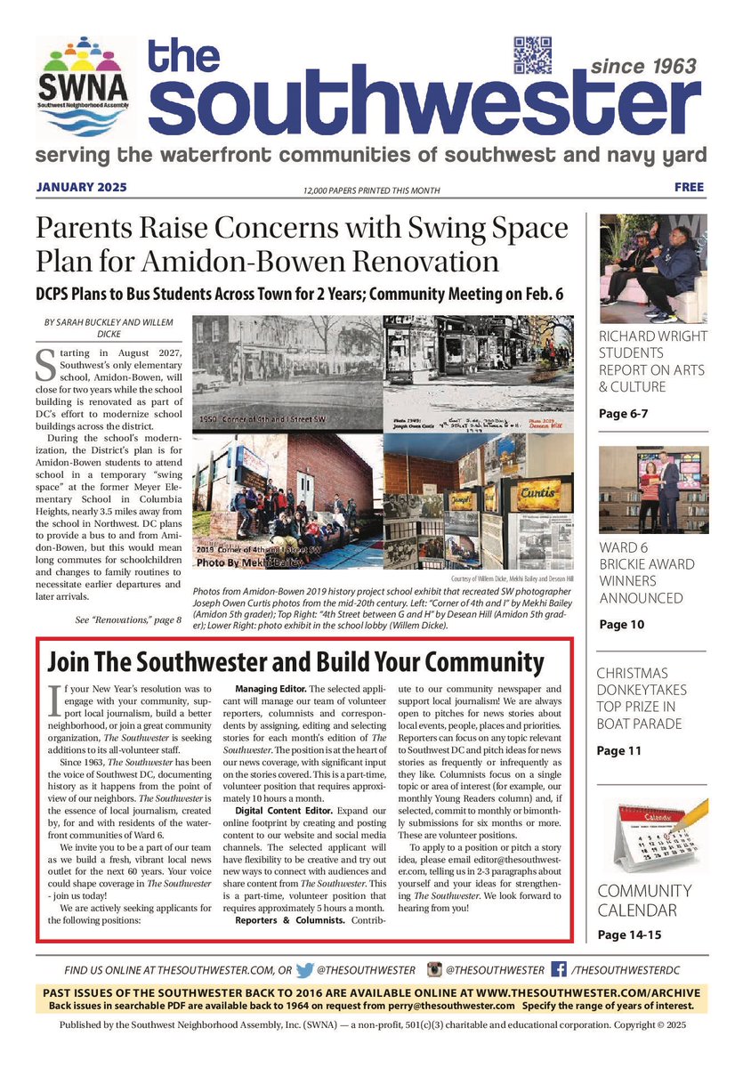 The Southwester Newspaper (@thesouthwester) on Twitter photo Check out the latest Southwester at tinyurl.com/4dzwzj8y. Top story is about concerns with <a href="/dcpublicschools/">DC Public Schools</a> plans to bus <a href="/AmidonBowenVIBE/">Amidon Bowen Parents & Community</a> students across town. Also learn how to volunteer for The Southwester and help inform SW! And more about <a href="/arenastage/">Arena Stage</a> <a href="/ServeYourCityDC/">Serve Your City/Ward 6 Mutual Aid</a> etc! Check out the latest Southwester at tinyurl.com/4dzwzj8y. Top story is about concerns with <a href="/dcpublicschools/">DC Public Schools</a> plans to bus <a href="/AmidonBowenVIBE/">Amidon Bowen Parents & Community</a> students across town. Also learn how to volunteer for The Southwester and help inform SW! And more about <a href="/arenastage/">Arena Stage</a> <a href="/ServeYourCityDC/">Serve Your City/Ward 6 Mutual Aid</a> etc!