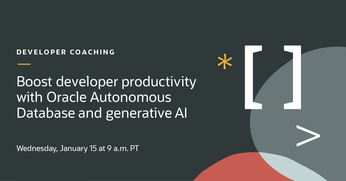 👉 Select AI
👉 Vector Search
👉 Select AI RAG
👉 Generative AI Agents

Our upcoming webinar walks through these 4 #AI use cases. social.ora.cl/6015Qs53f