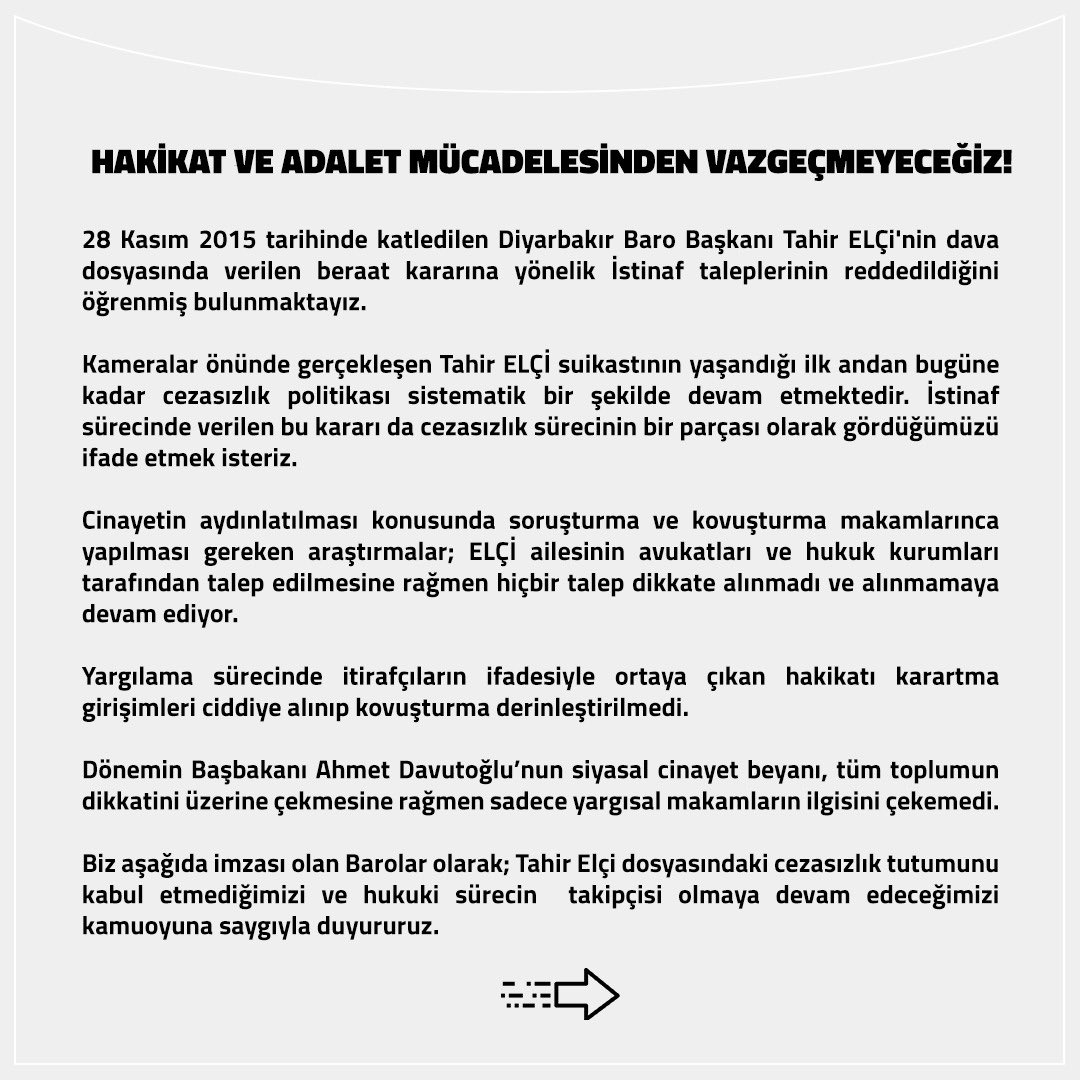 VanBaro's tweet photo. 80 Barodan Ortak Açıklama;

“HAKİKAT VE ADALET MÜCADELESİNDEN VAZGEÇMEYECEĞİZ!” https://t.co/eVWyI6lEWk