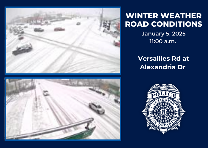 lexkypolice's tweet photo. View the live-time traffic cameras to check road conditions at https://t.co/LuObgTesFI

From 9 am today to 11:30 am, officers have responded to the following weather-related calls.
Injury Collisions: 2
Non-Injury Collisions: 17
Motorist/Citizen Assists: 7
Traffic Hazards: 3 https://t.co/1dWcQiV6Nw