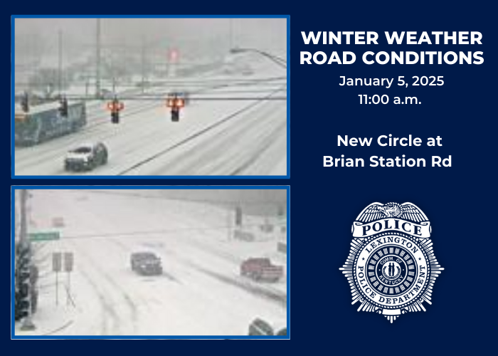 lexkypolice's tweet photo. View the live-time traffic cameras to check road conditions at https://t.co/LuObgTesFI

From 9 am today to 11:30 am, officers have responded to the following weather-related calls.
Injury Collisions: 2
Non-Injury Collisions: 17
Motorist/Citizen Assists: 7
Traffic Hazards: 3 https://t.co/1dWcQiV6Nw