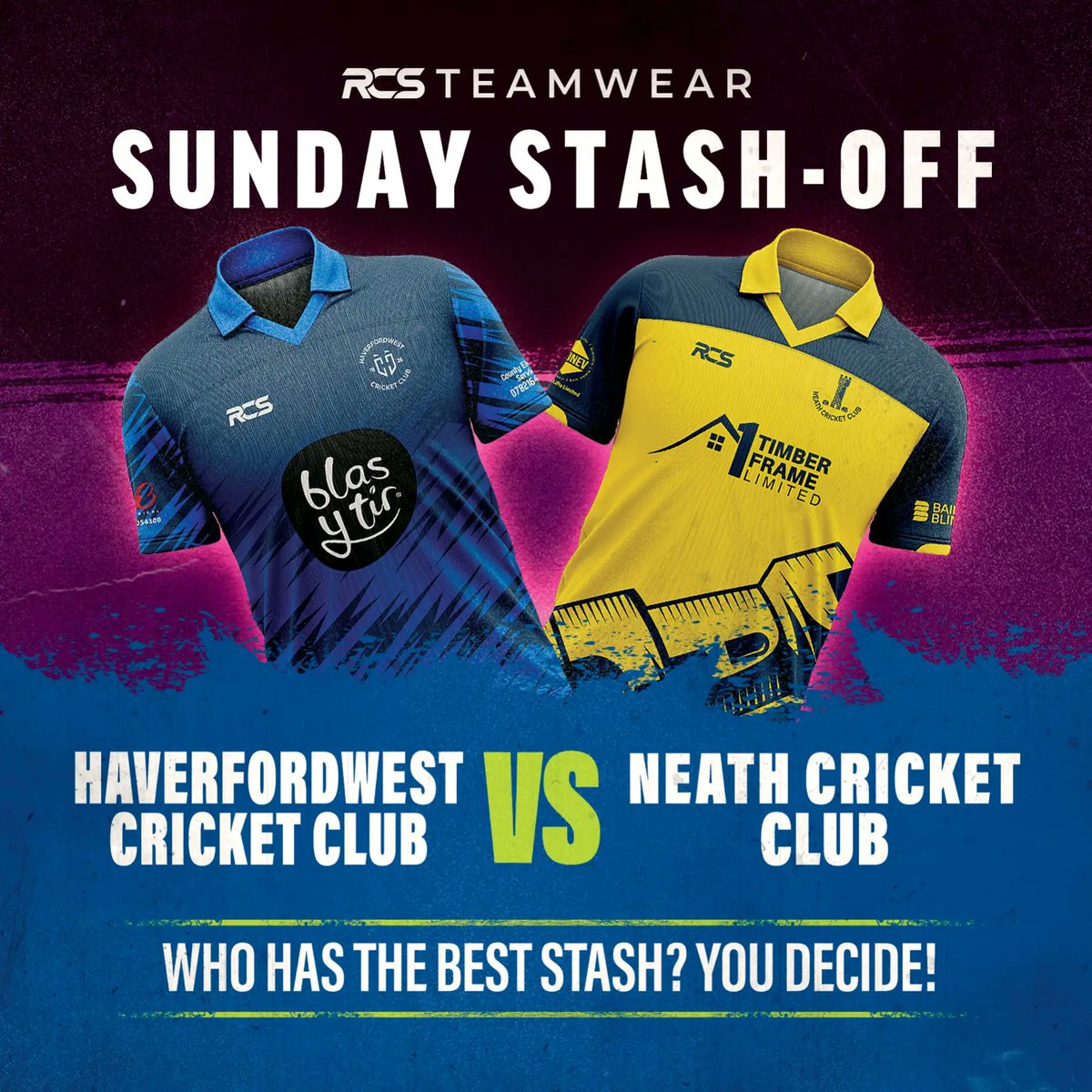 🎉 Sunday Stash-Off! Battle of the Cricket Teams 🏏

Exciting showdown between #RCSClubs
<a href="/NeathCC/">Neath Cricket Club</a> &amp; <a href="/HaverfordwestCC/">Haverfordwest CC</a> 🤝🌟

Who do you think has the best stash?💥

Both clubs are great friends of the #RCSFamily &amp; have live club shops  
👉  rcs-teamwear.com  
<a href="/RDBCroft10/">Robert Croft</a>