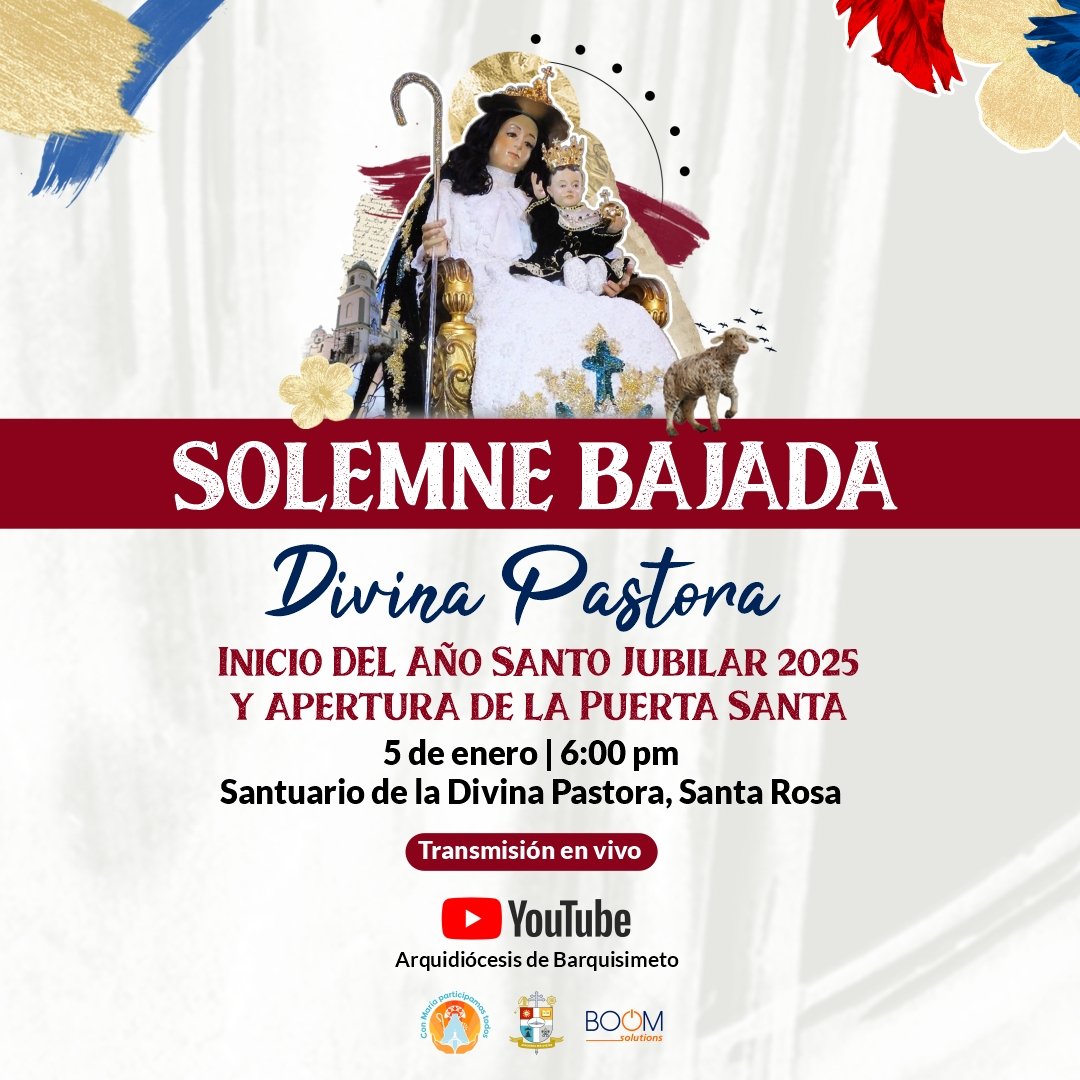 Solemne Bajada de la sagrada imagen de la Divina Pastora 👒🐑

📅 5 de enero | 6:00 pm
📍Santuario de la Divina Pastora

📱Transmisión en vivo YouTube: Arquidiócesis de Barquisimeto 
Gracias a @boomsolutionsve

Con María, participamos todos

#DivinaPastora
#Visita167
#ArquiBqto