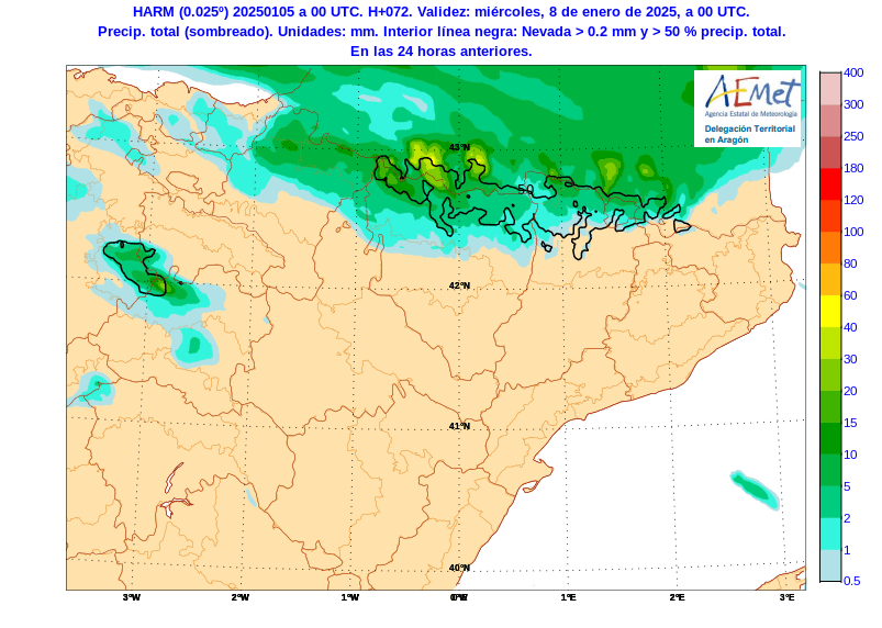AEMET_Aragon's tweet photo. PCP🌨️prevista en 24 h LUN 6 y MAR 7 (en #Pirineos en contorno negro #nieve), y variación de los espesores de❄️ambos días,⬇️la #cotadenieve el #DiadeReyes a 1100 m pero volviendo a⬆️a 2000 m el martes https://t.co/Ds3uqkHuQb
@eltiempo_atv @montana_segura https://t.co/7CFaOC4dD3
