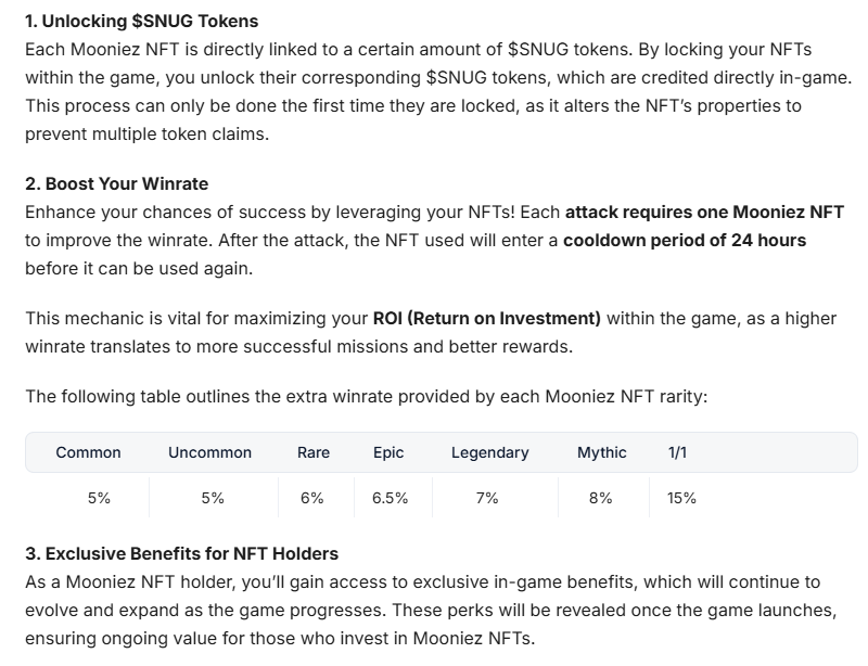 PastanagaCrypto's tweet photo. Más información sobre la colección⬇️

Habrá un total de 5,555 NFTs y ofrecen estas ventajas

1⃣ Airdrop garantizado de $SNUG 

2⃣ Boost del winrate en el juego

3⃣ Beneficios adicionales (pendiente de anuncio) https://t.co/nmtumbP66y