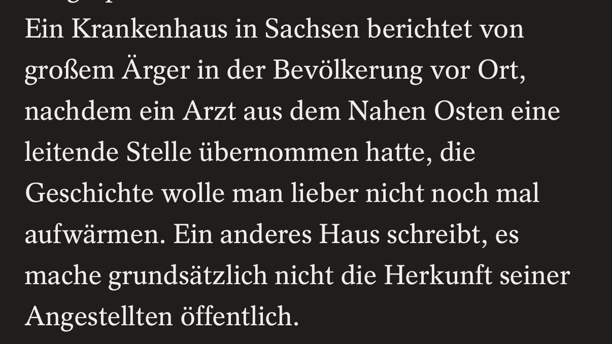 Man sollte die sächsische Bevölkerung mit guter medizinischer Versorgung durch ein internationales Team nicht unnötig verärgern. 
Daher offen gefragt: Welche Abstammungen sind unerwünscht? Ab wievielter Generation in Deutschland verursacht man keinen Ärger mehr? Stammbaum im CV?