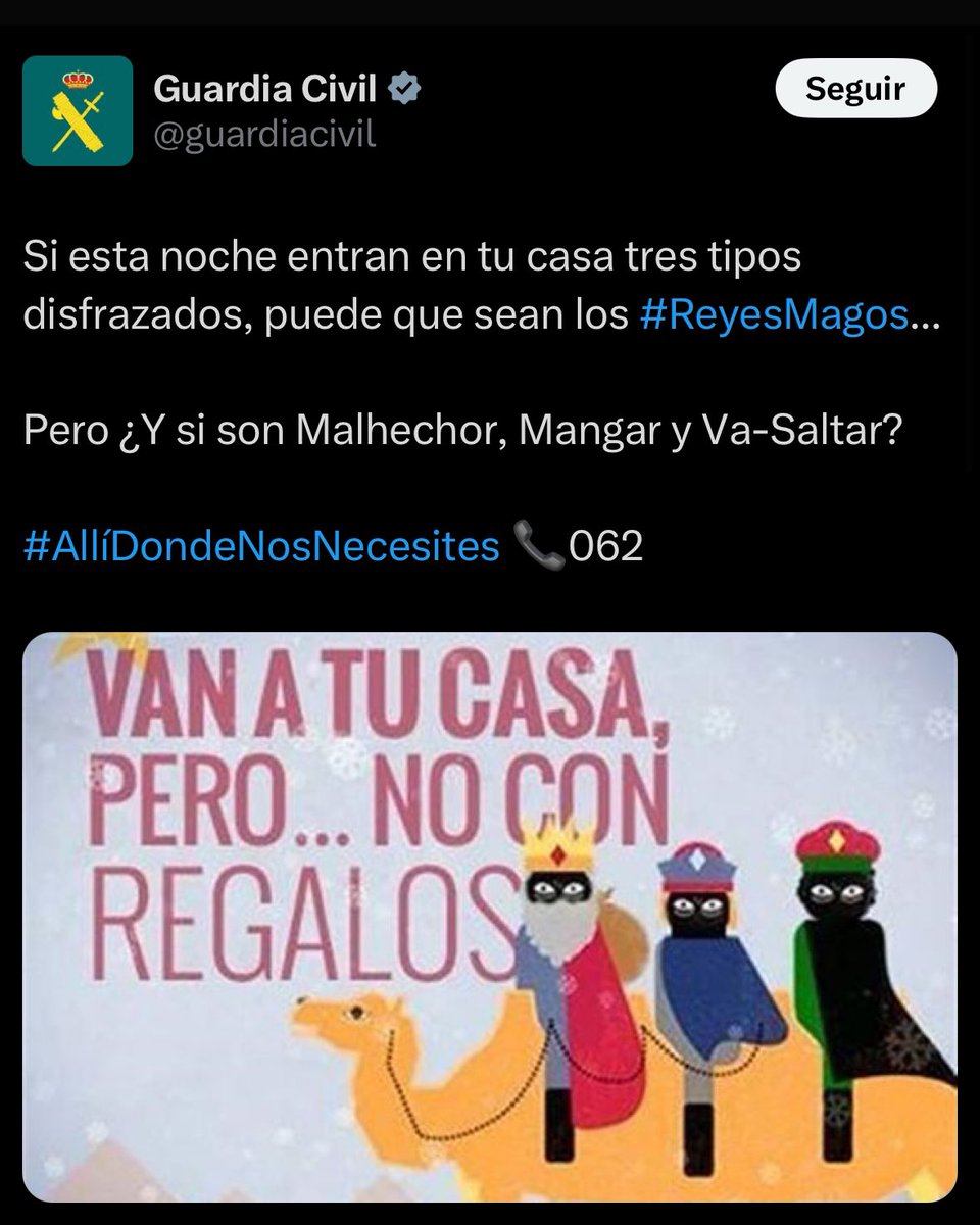 Este tuit de la <a href="/guardiacivil/">Guardia Civil</a> es inadmisible.