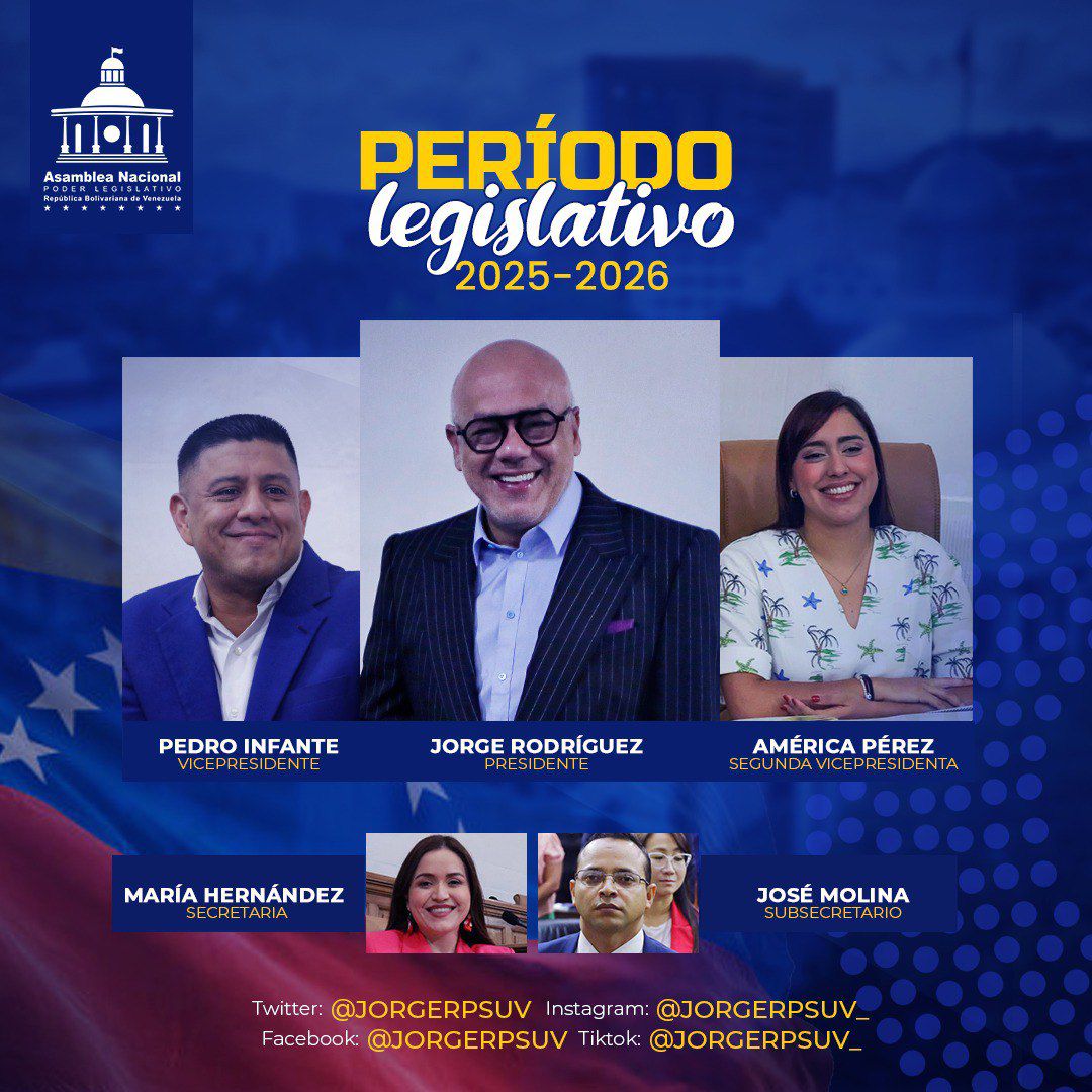 #EnFoto || Junta Directiva de la AN, Período Legislativo Anual 2025-2026.