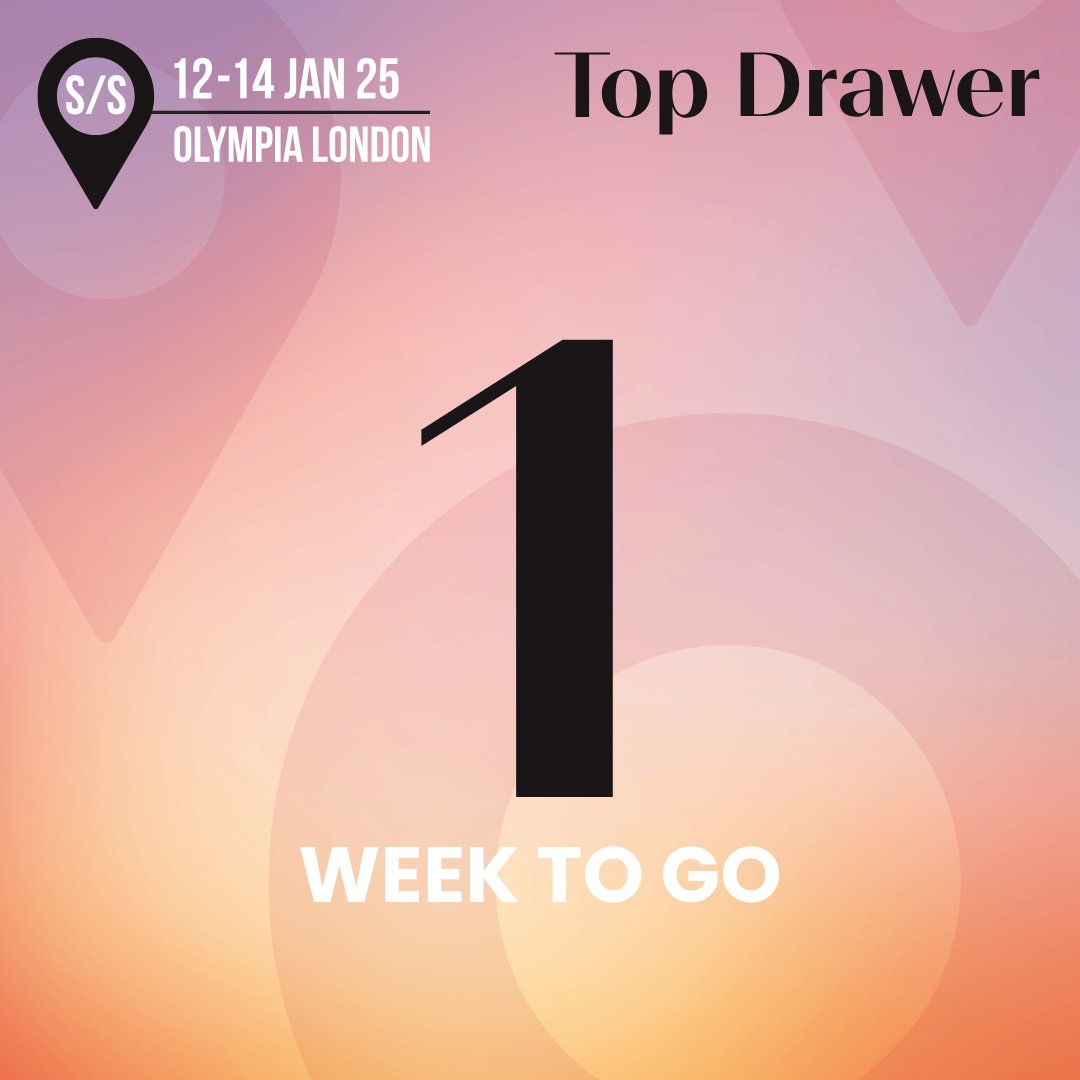 TopDrawerLondon's tweet photo. 📅 Only one week left until Top Drawer takes us to Destination Design! 

Book your ticket now - for those seeking Q1 sourcing, Top Drawer is simply an unmissable event. Be curious. https://t.co/T7mwvpT79f

#TopDrawerLondon #DestinationDesign https://t.co/i3r9jTk9gb