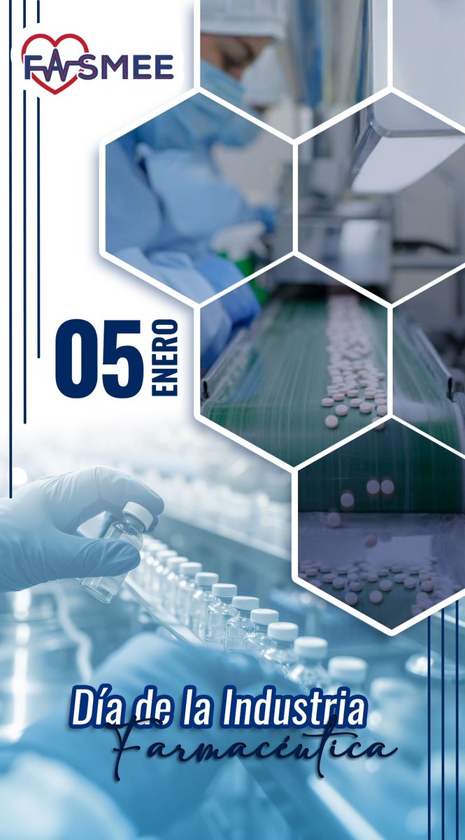 #05Ene
Esta fecha sirve para reconocer la labor de este sector empresarial, que es fundamental para el desarrollo socioeconómico del país. 
La industria farmacéutica se dedica a la investigación, desarrollo, fabricación y comercialización de medicamentos, vacunas .