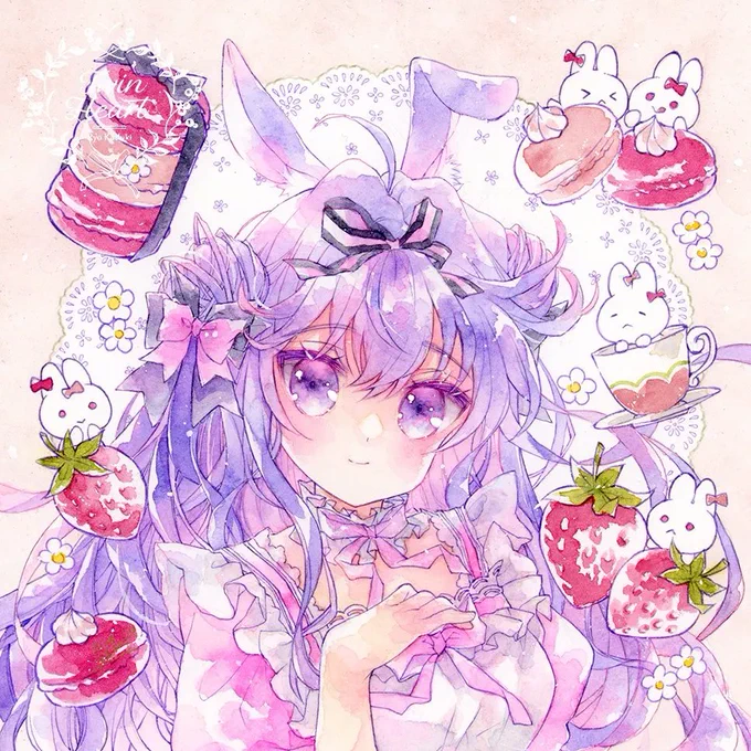 #いちごの日透明水彩 