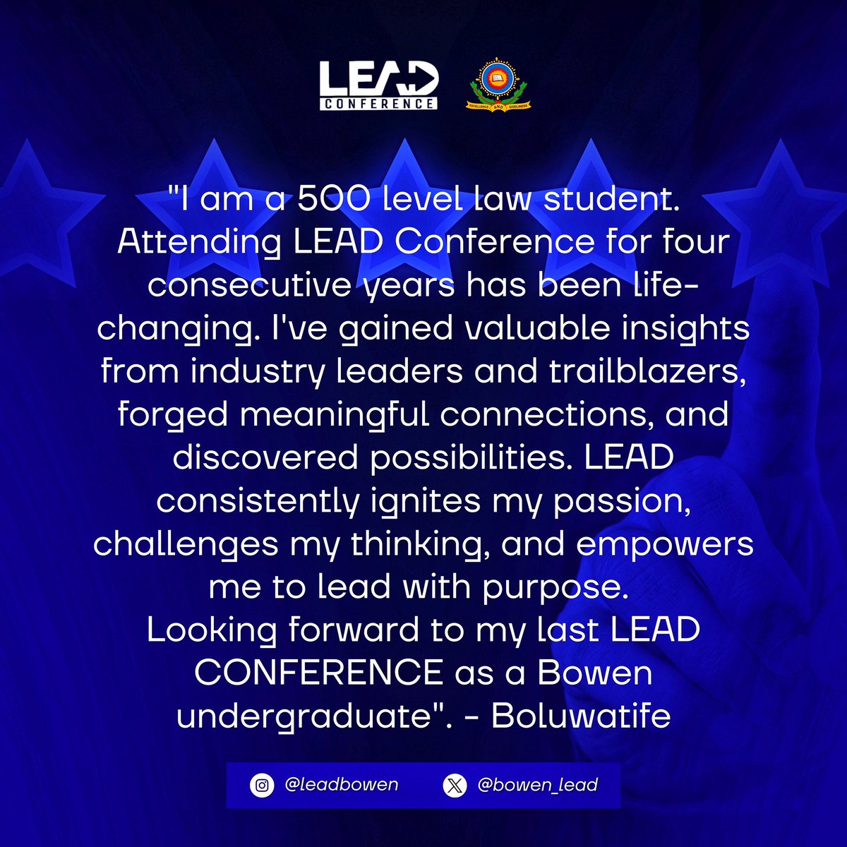 Leadbowenuni's tweet image. Reviews don't lie!🤭🤭
Hear from past attendees of LEAD Conference and discover why LEAD Conference 2025 is an event you won't want to miss!🫵
#LEADConference2025 #biggerandbetter #LeadConferenceCommunity #ComingSoon