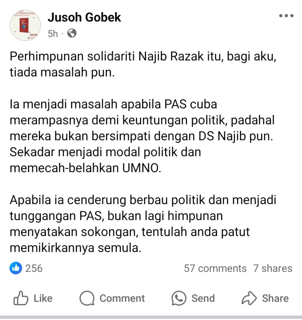 Jika anda ingin memecah-belahkan Umno, sila sokong himpunan solidariti #NajibRazak .