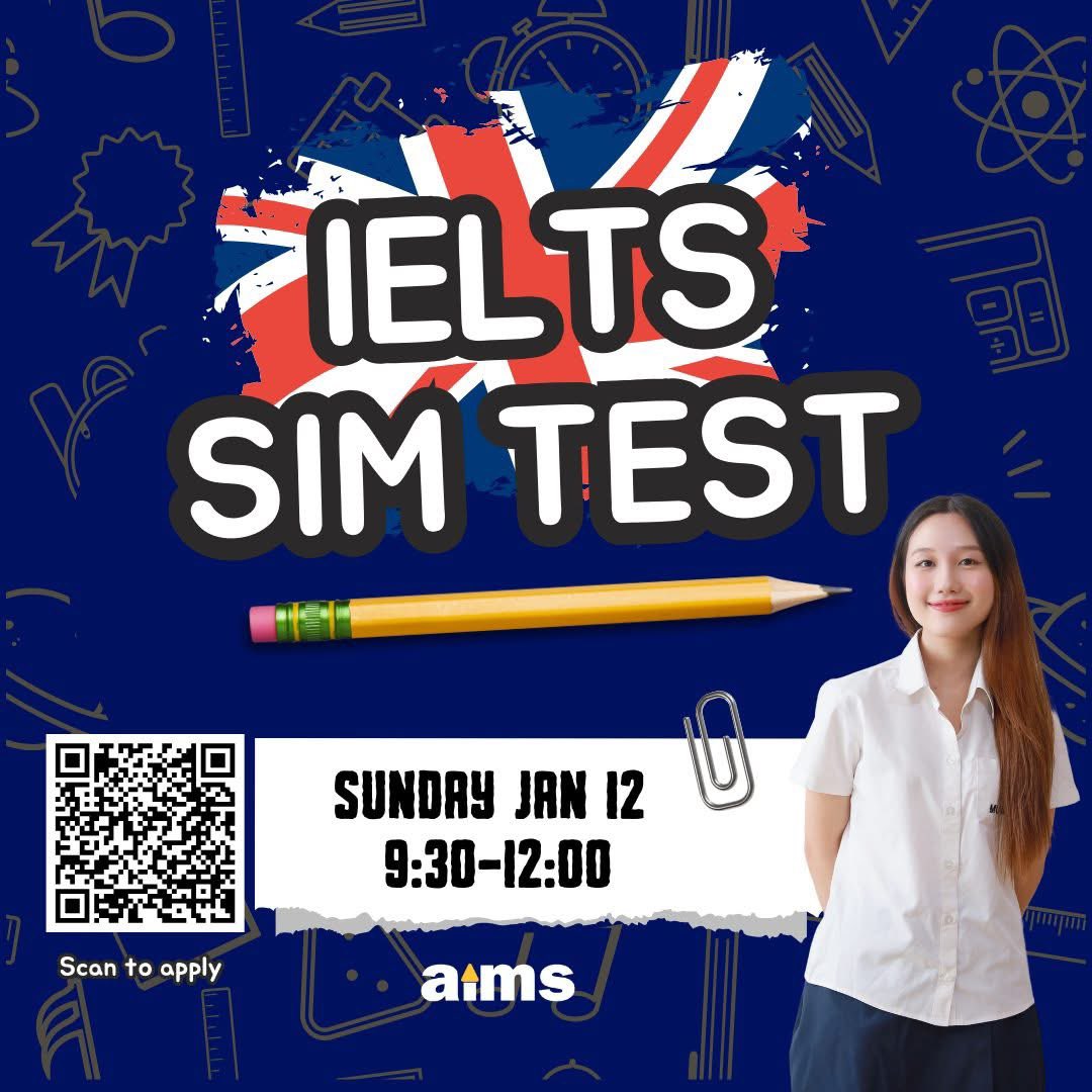 AIMS_School's tweet image. 🤔 คนไทยสอบ IELTS ได้เท่าไรกันนะ?

🇬🇧 อยากลองทำข้อสอบ IELTS ไหม?
👉 มาลองทำ Full IELTS SIM Test กัน มีครูตรวจให้ครบทุกทักษะพร้อมคำแนะนำ

🎯 วันอาทิตย์ที่ 12 Jan (9:30-12:00)
🎯 ค่าสอบ 800 บาท
🎯 ดูรายละเอียดและสมัครที่ aimslearning.online/courses/regula…

#aims_school #ielts #simulationtest