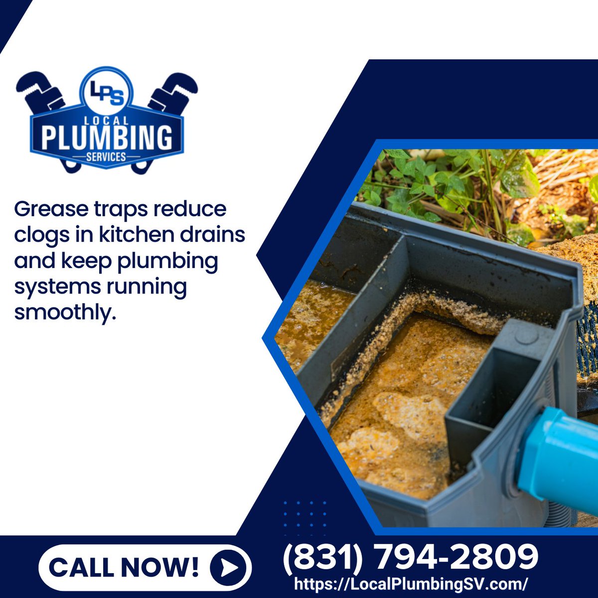 localplumbingSV's tweet image. Grease traps prevent grease from clogging drains. For slow drains at home, Local Plumbing SV痴 clogged drain specialists Marina CA provide inspections, cleanings, and drain restoration. Call (831) 794-2809 for expert drain care. #GreaseTrapSolutions #CloggedDrainHelp