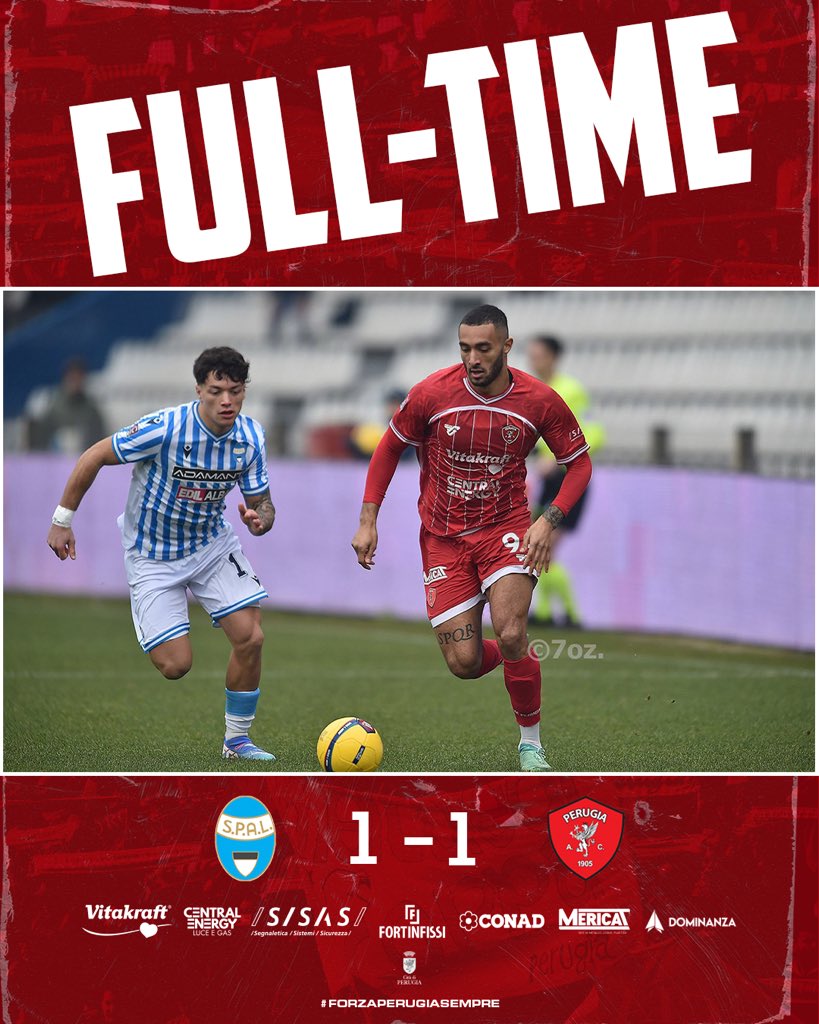 ACPerugiaCalcio's tweet photo. ⌛️ Pareggio!
#forzaperugiasempre @seriecofficial #SpalPerugia #SPAPER https://t.co/8mgguCHEBX