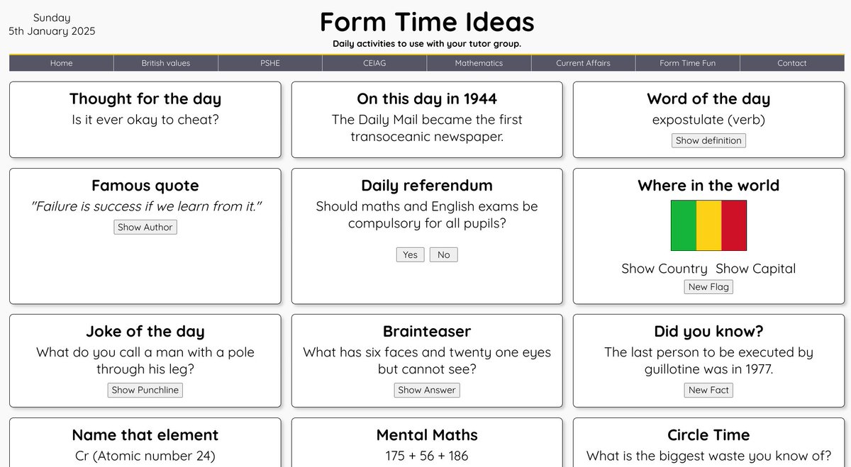 Form Time Ideas.

Daily activities to use with your tutor group.

formtimeideas.com
